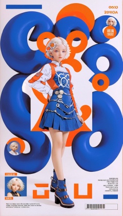 <lora:xl-shanbailing-24-0320Animated Spliced Reality2:0.7>,Animated Spliced Reality,a girl made of anime and reality,anime in reality,anime lines around real girl,Full body portrait of young fashionable Chinese girl with short curly hair,magazine cover,steampunk style,white hair,orange,blue,