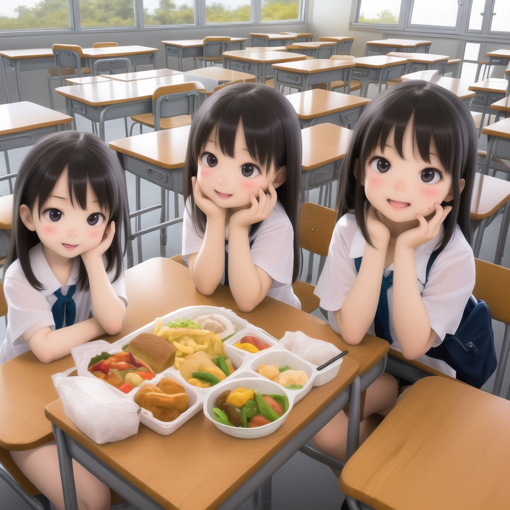 (A child's spends happy lunch time inside classroom,  happy talking) on Tensor.Art
