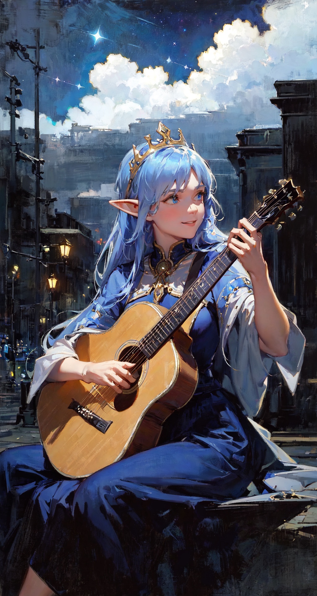 masterpiece,  best quality,  the cloud elf queen busks on the streets of new york on Tensor.Art