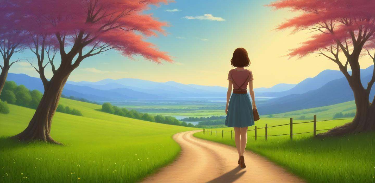 anime, 1girl, landscape, mature female