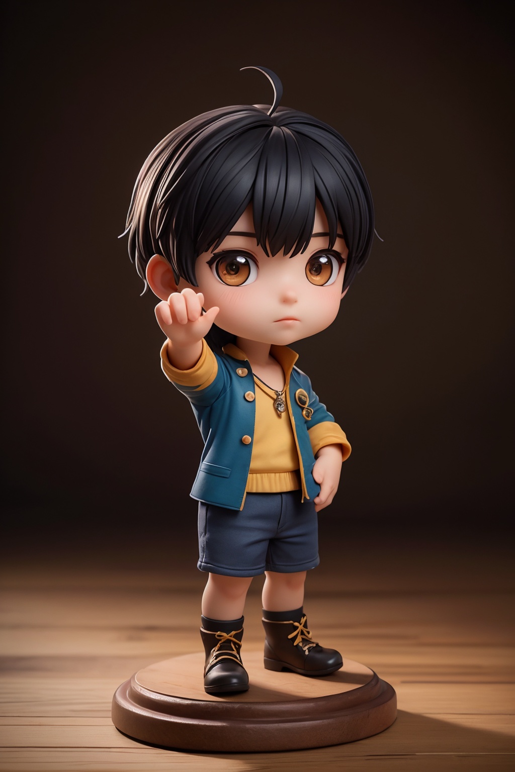 (best quality:1.4),(masterpiece:1.4),(photorealistic:1.4),(Realistic:1.2),(ultra high res, raw photo:1.4),(hdr, hyperdetailed:1.2),(8K:1.2),cinematic photo 1boy,(chibi:1.1),black hair,full body,