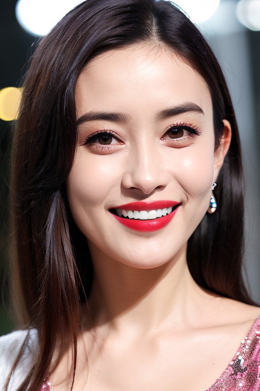 マスターチーフ PHOTOREALISTIC REALISTIC,masterpiece,best quality,highres,ultra detailed,8k,1woman,portrait,makeup,lipstick,smile,teeth,looking at viewer,night,outdoors,<lora:mengziyiAlexnsfw80:0.6>