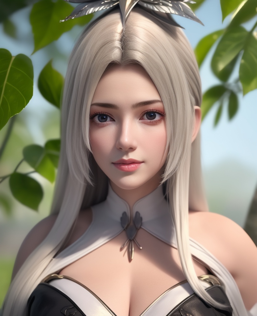 <lora:584-DA-星辰变-白灵:0.8>(,1girl, ,best quality, ),looking at viewer,  ,ultra detailed background,ultra detailed background,ultra realistic 8k cg,, ,masterpiece, (( , )),, ,      ,  orange blossoms,  (cleavage), (), ,,