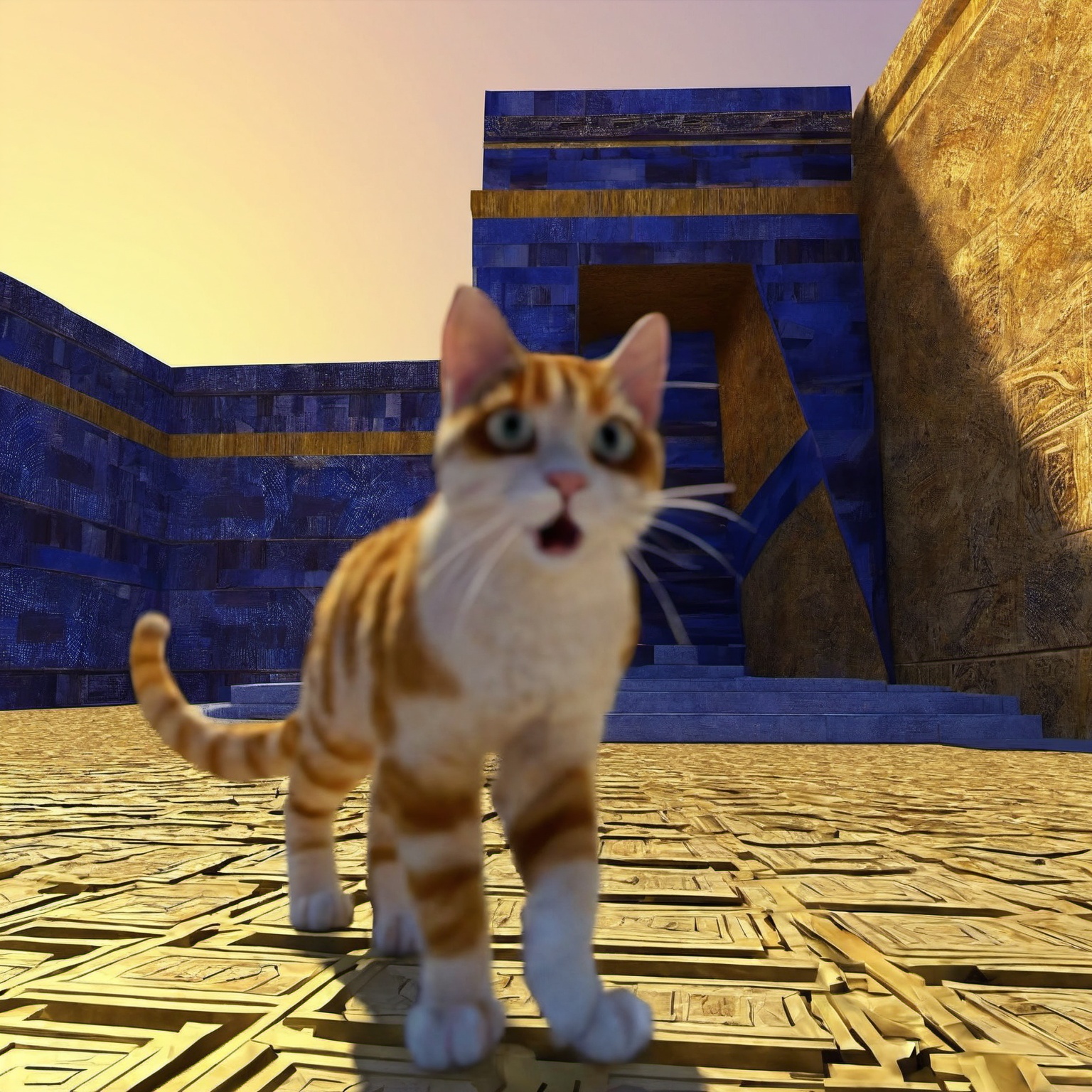 3D Rendering,  Luminous trails,  Futuristic Injured multiple cats on Tensor.Art