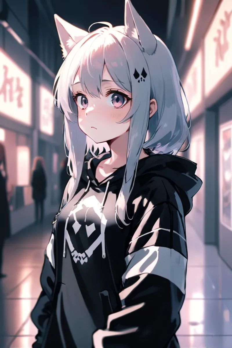 highres,  best quality,  the anime girl is looking at something on Tensor.Art