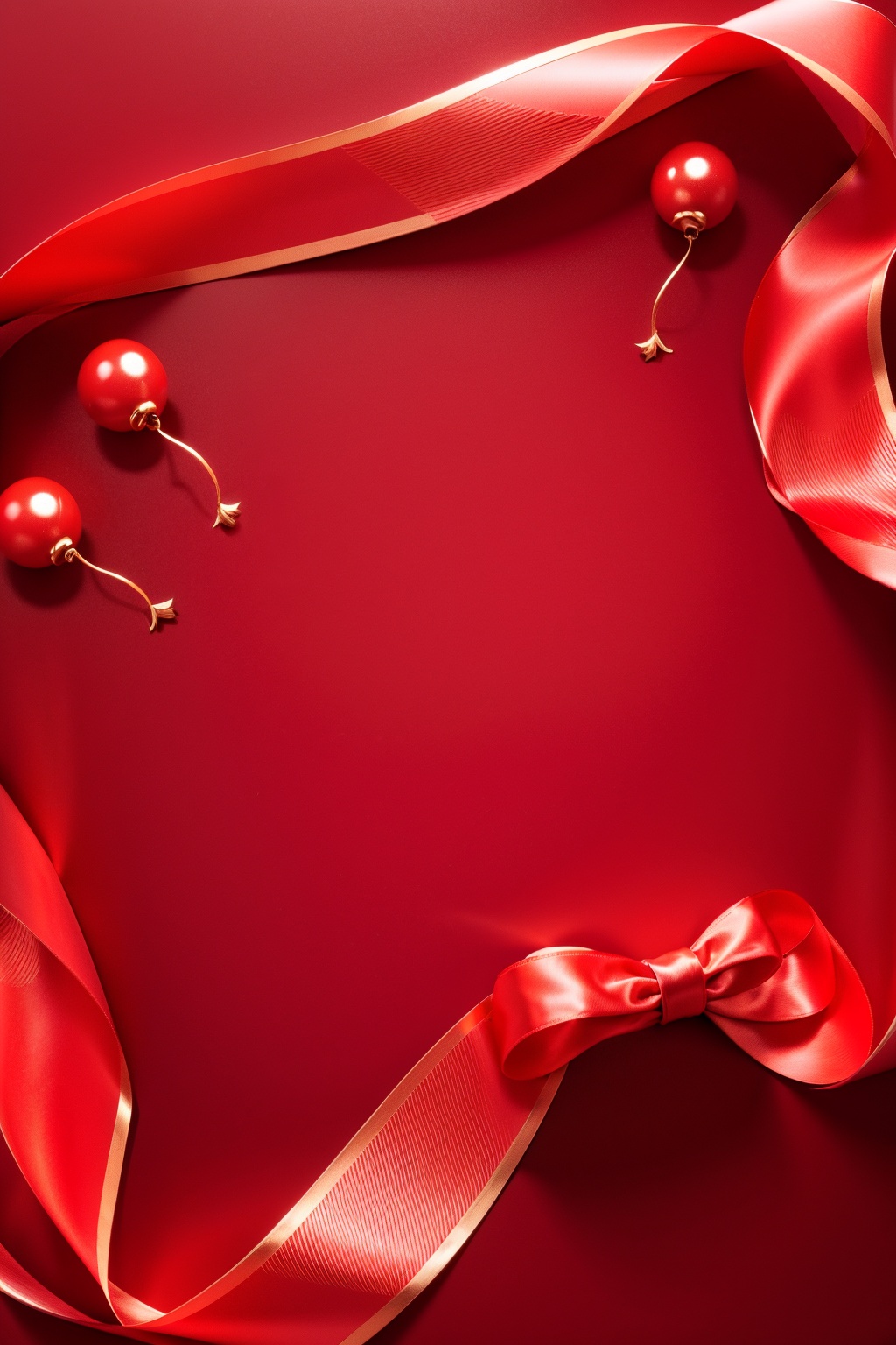 masterpiece,best quality,CNY_stage,close-up, no humans, ribbon, simple background, red background