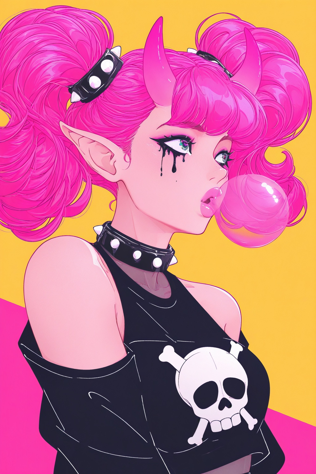 veln1x,  1girl,  bright bubblegum pink hair in twin tails on Tensor.Art