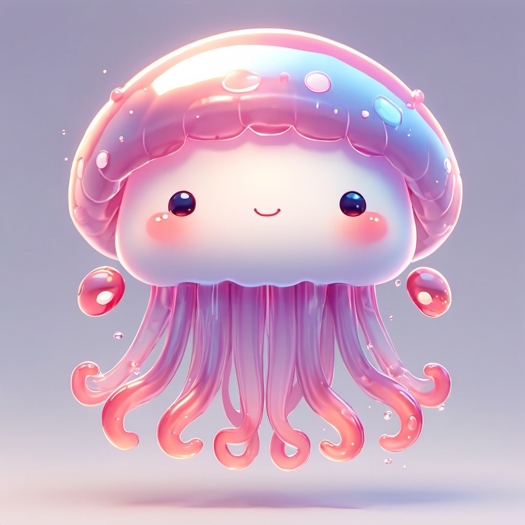 shuimu,no humans,white background,simple background,blush,jellyfish,looking at viewer,closed mouth,solo,tentacles,smile,full body,shiny,<lora:SHUIMU:0.8>,