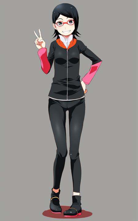 sarada uchiha,  grinning,  smiling on Tensor.Art