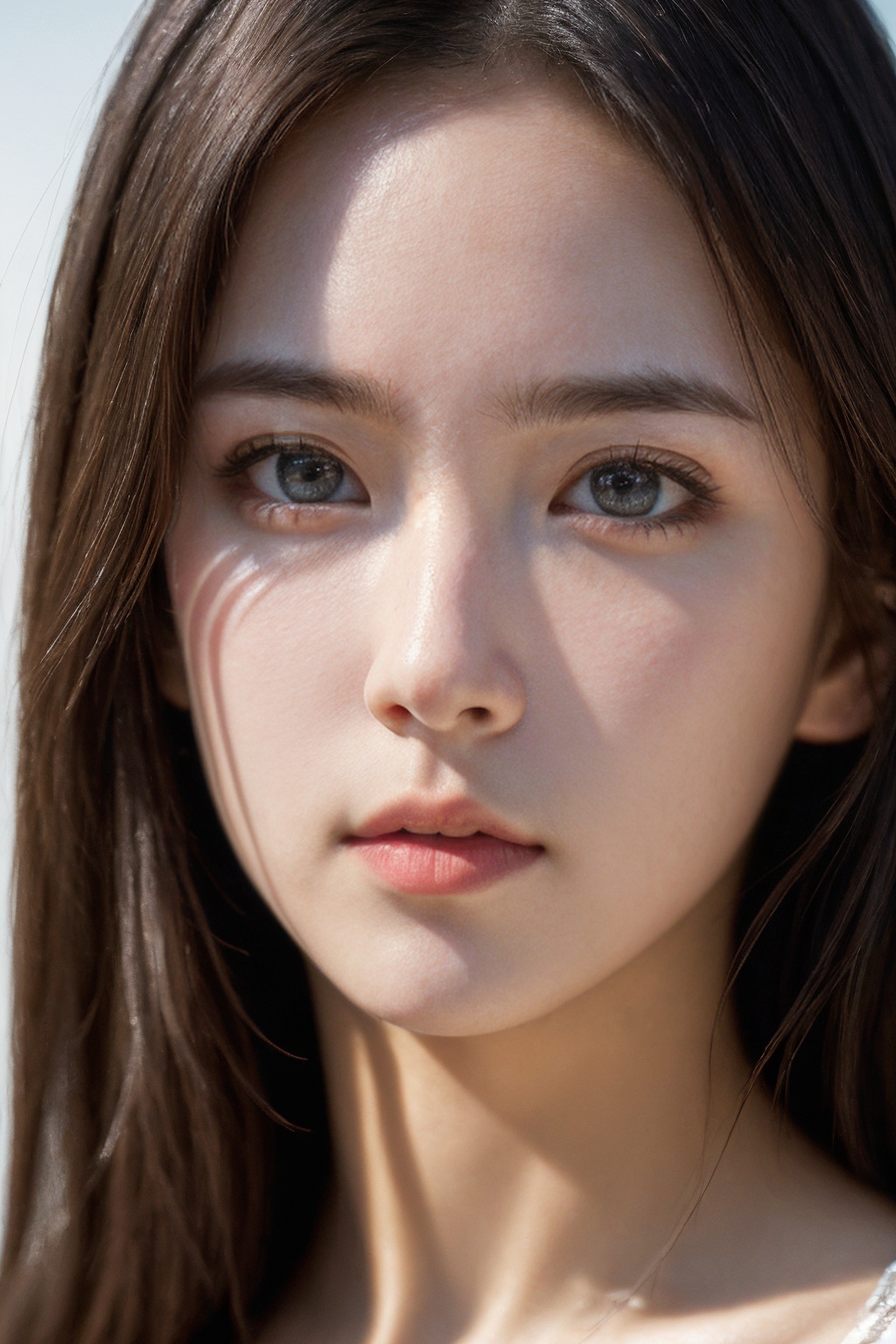 (8k, RAW photo:1.2), (realistic, photo-realistic:1.4), (extremely detailed), (detailed face:1.4), (beautiful detailed eyes:1.2), girl, upper body, dramatic lighting, realistic, dress, simple background,
