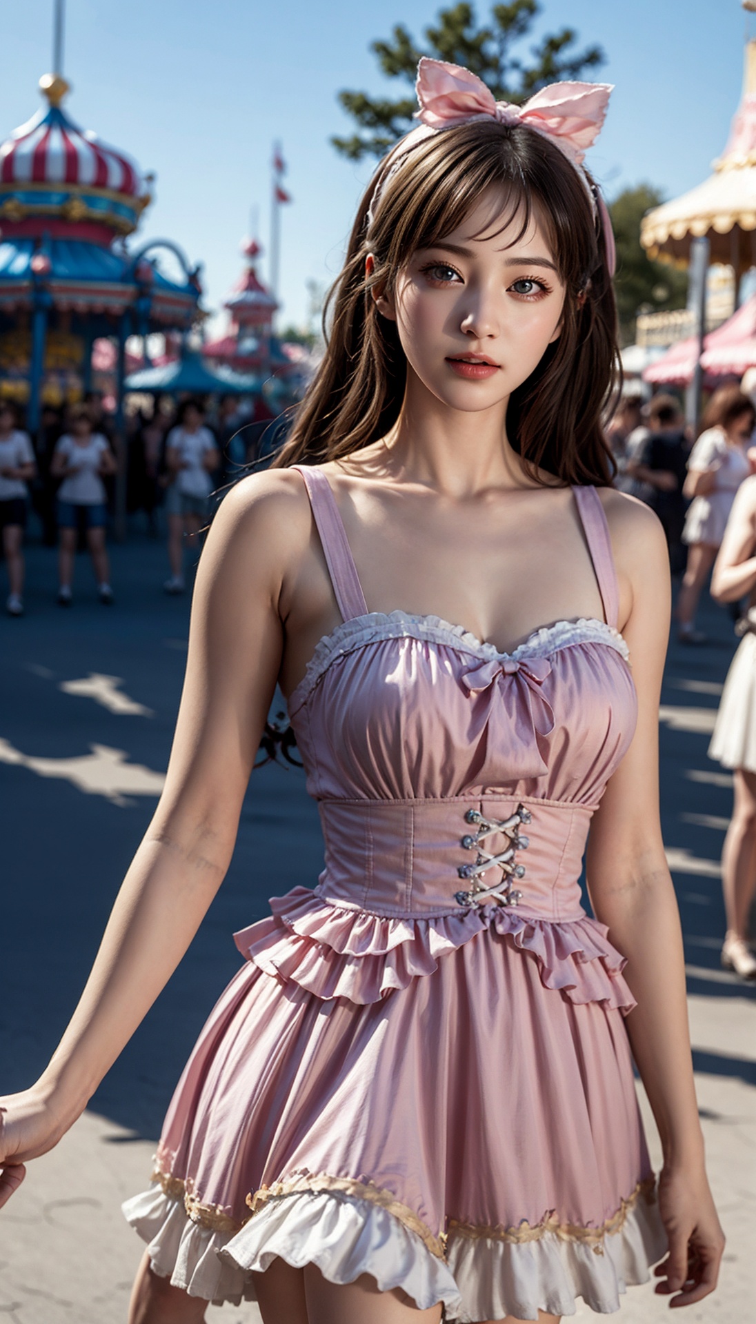 ultra detailed,  1girl,  amusement park in the background on Tensor.Art