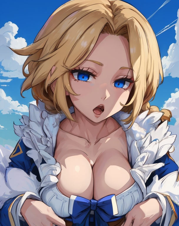 CelestialHostess,  blonde hair with a single braid,  blue eyes on Tensor.Art