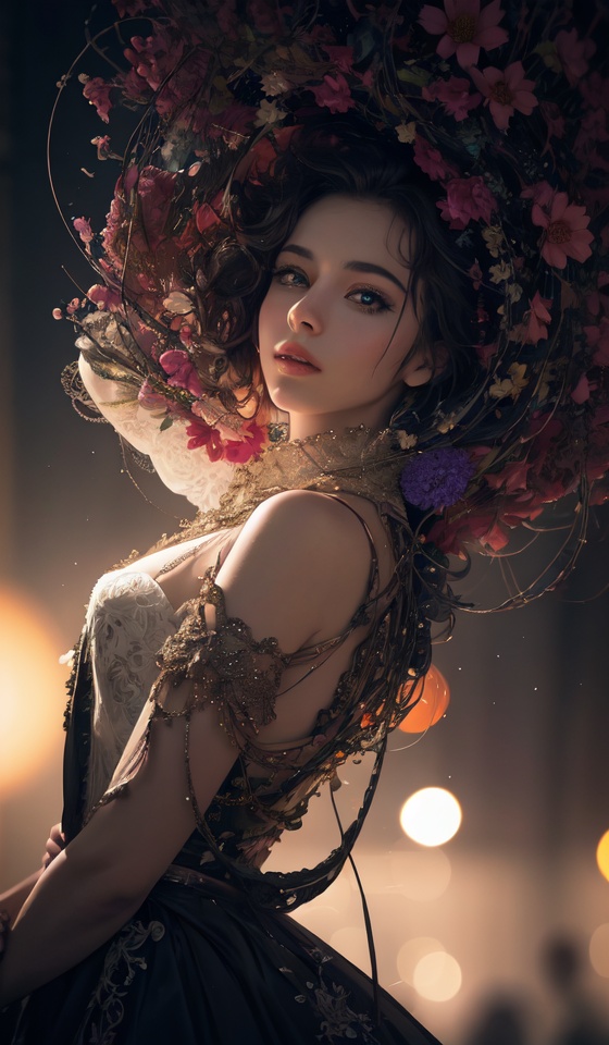 cinematic photo official art,unity 8k wallpaper,ultra detailed,aesthetic,masterpiece,best quality,photorealistic,entangle,mandala,tangle,entangle,1girl,cowboy shot,ecstasy of flower,dynamic angle,the most beautiful form of chaos,elegant,a brutalist designed,vivid colours,romanticism,atmospheric . 35mm photograph, film, bokeh, professional, 4k, highly detailed