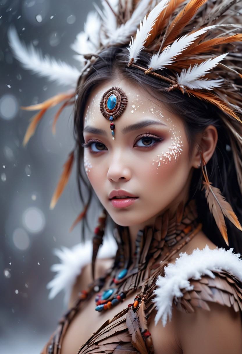 Real sharp photo,  snowing,  snowflakes in the air on Tensor.Art