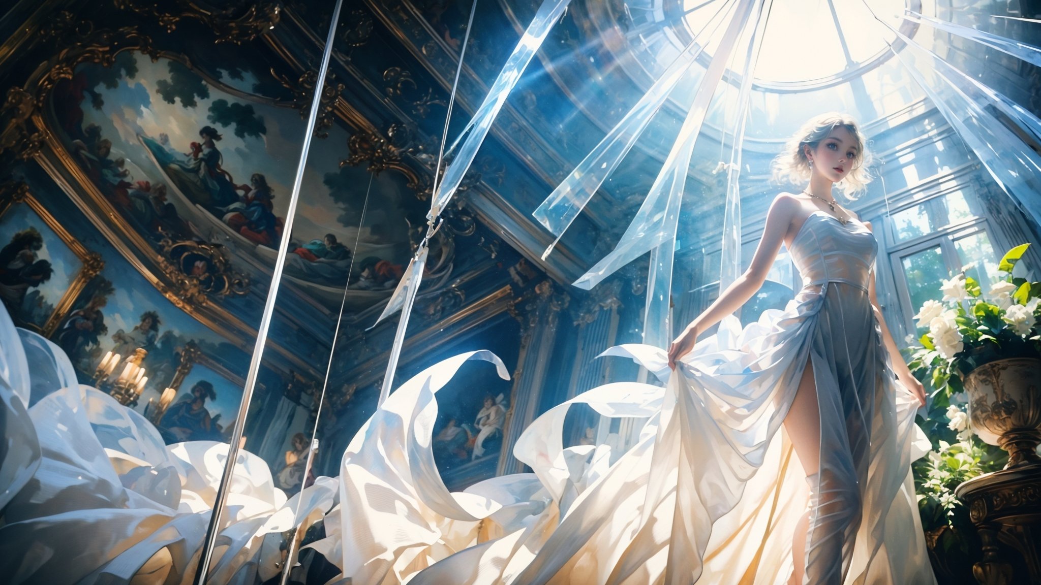 Low Angle shooting,  super wide lens,  Rococo style on Tensor.Art