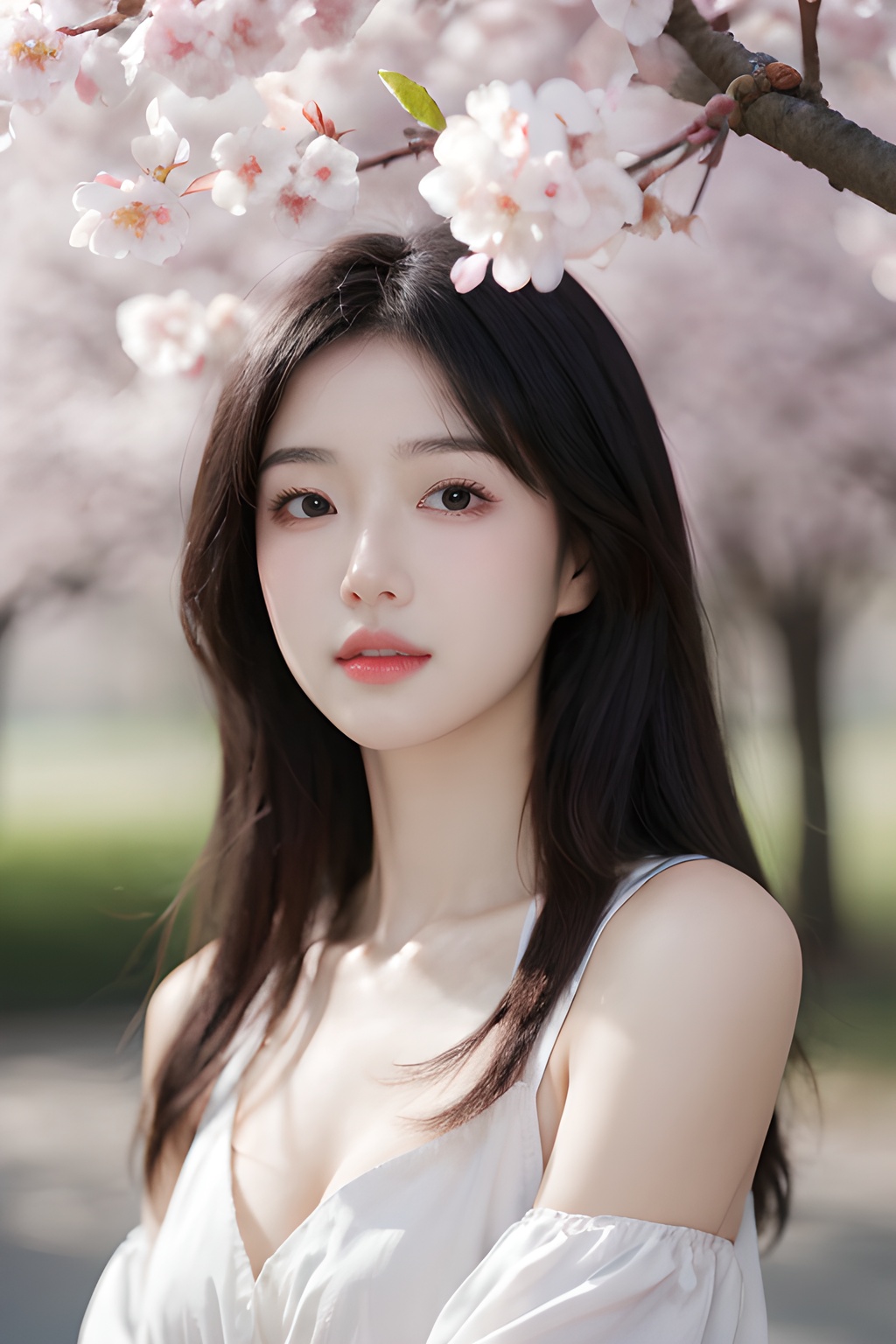 <lora:0811_01:0.7>,a girl with a dreamy expression, surrounded by floating cherry blossom petals in a soft breeze, springtime magic, gentle radiance.korean girl,black hair, 1girl,realistic,masterpiece, best quality, photorealistic, HDR,detail