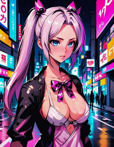 a failed vtuber working the streets,  night district,  hyperrealistic on Tensor.Art