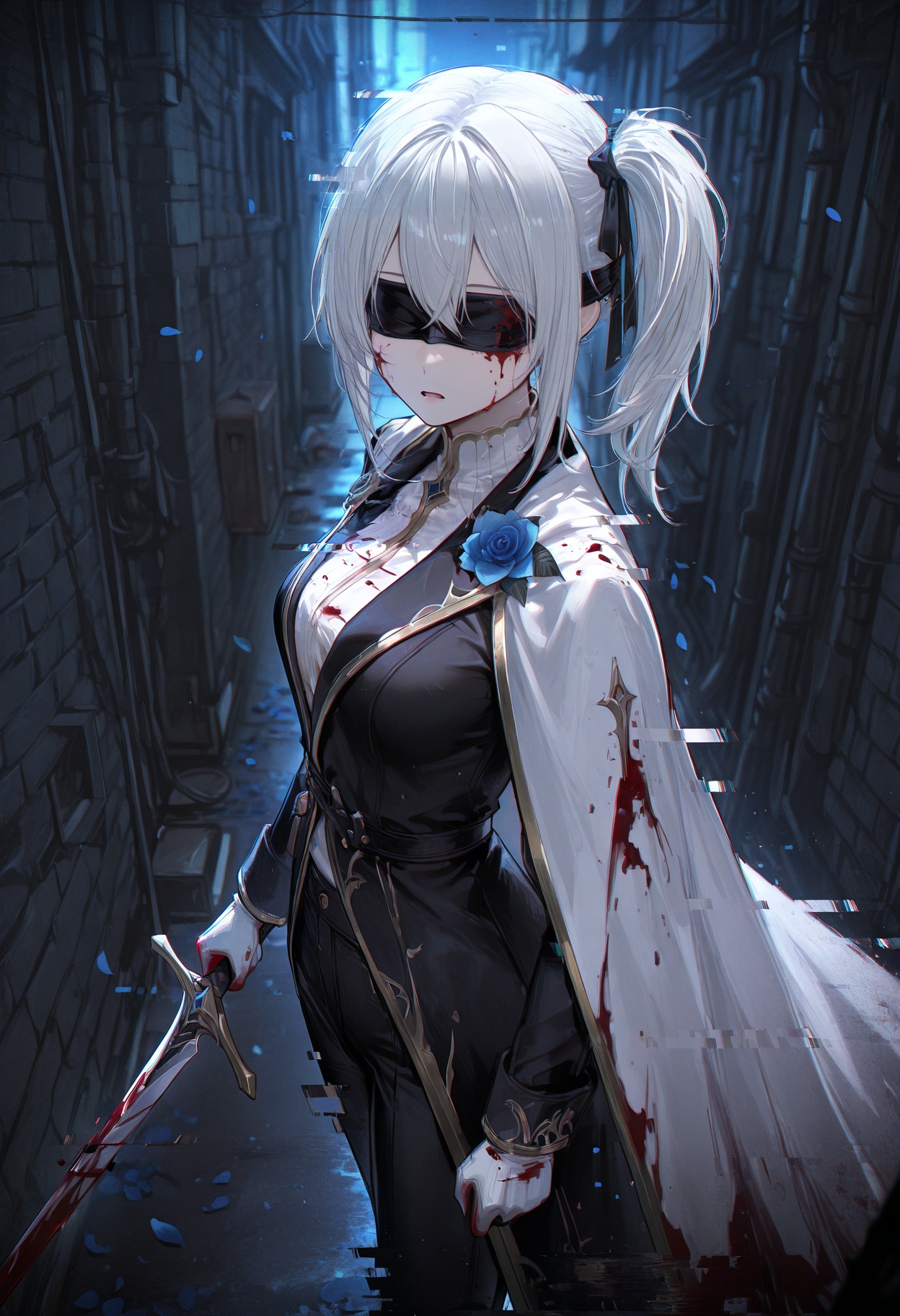 1girl,  solo,  white hair on Tensor.Art