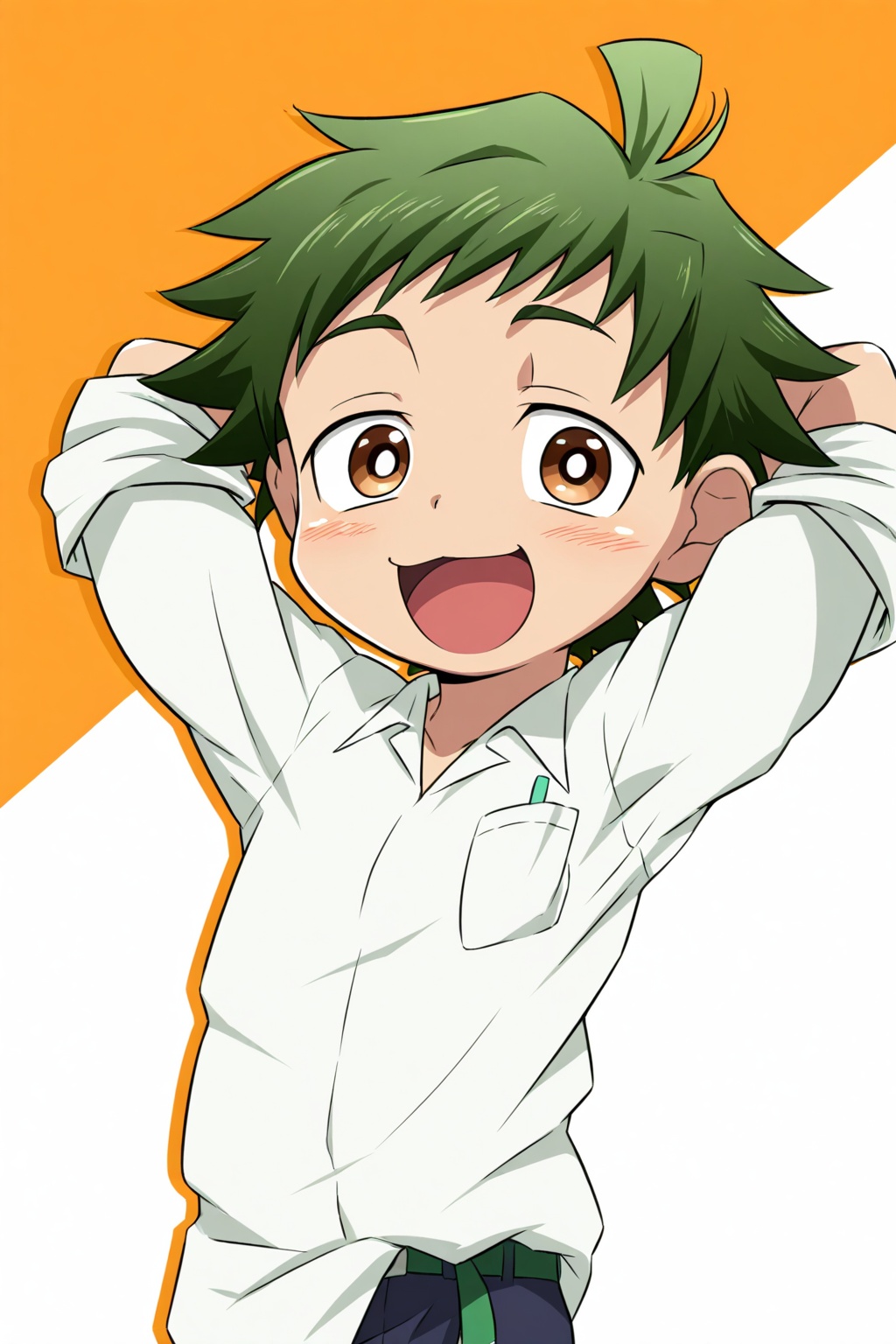 aocun,  green hair,  short hair on Tensor.Art