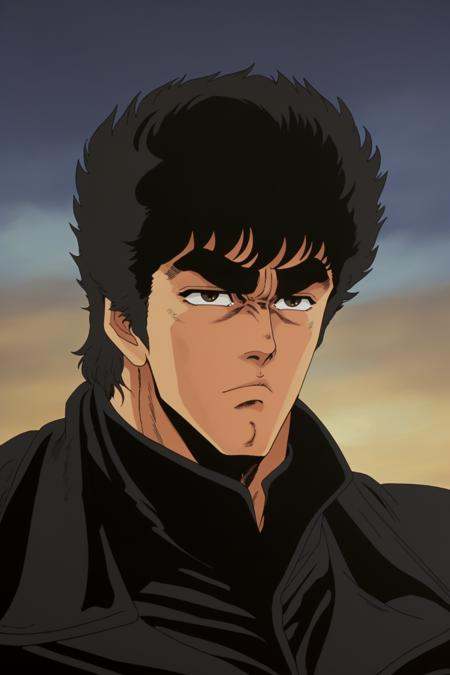 closeup of a man with a serious expression,  wearing a black jacket and black shirt,  looking at something on Tensor.Art