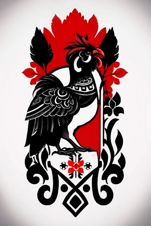 ukrtattoo rooster tattoo vyshyvanka on Tensor.Art