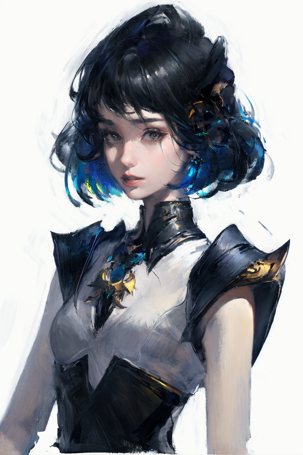 (1girl,solo,)white background,looking at viewer,simple background, Game character, original design, 