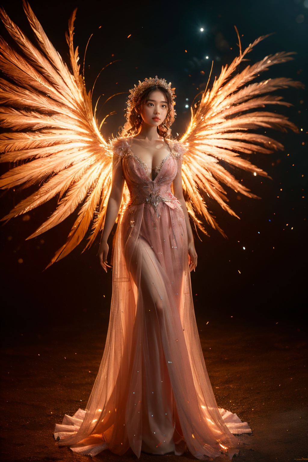 meimei,1girl,solo,pink dress,cleavage,full body,<lora:huoyf1.5-000008:0.8>,, masterpiece, best quality,
