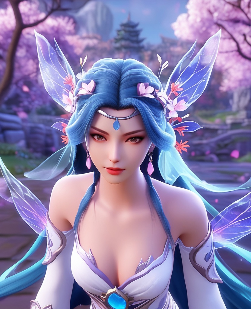 <lora:592-DA-XL-星辰变-姜立:0.8>(,1girl, ,best quality, ),looking at viewer,  ,ultra detailed background,ultra detailed background,ultra realistic 8k cg,, ,masterpiece, (( , )),, , , spirit blossom \(league of legends\),   ,   (cleavage), (), ,,