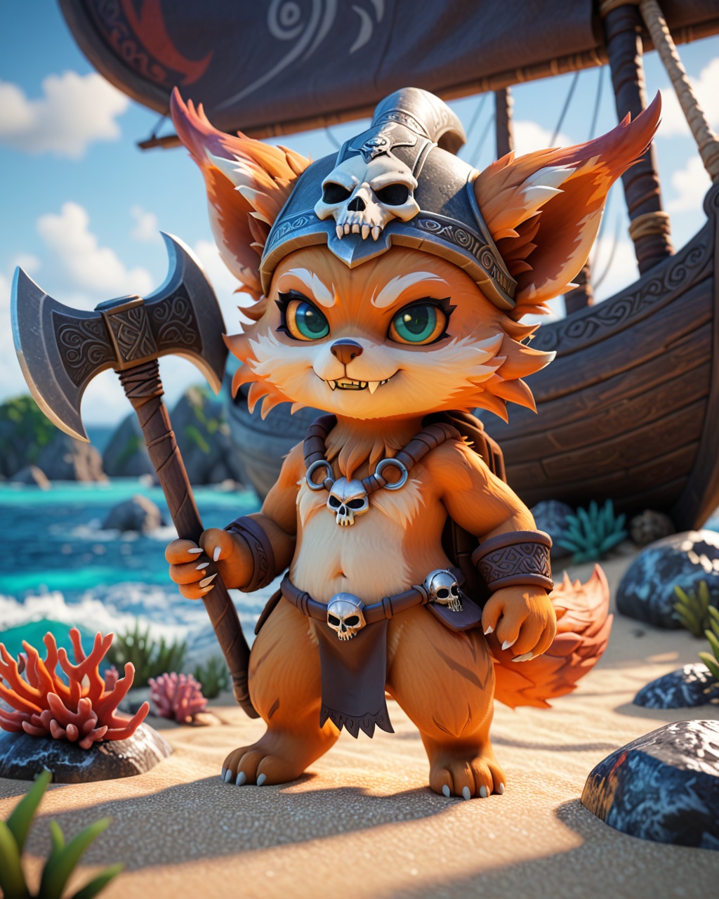 chibi gnar \(lol\),  fluffy tail,  loincloth on Tensor.Art