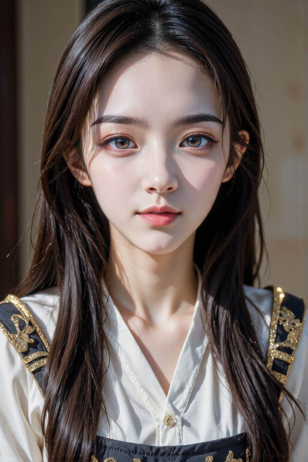 Senior Photography,1girl,solo,brown eyes,black hair,looking at viewer,hanfu,chinese clothes,science fiction,long hair,cyberpunk,robot joints,glowing cloak,<lora:Again_Girl_F.1_1:1>