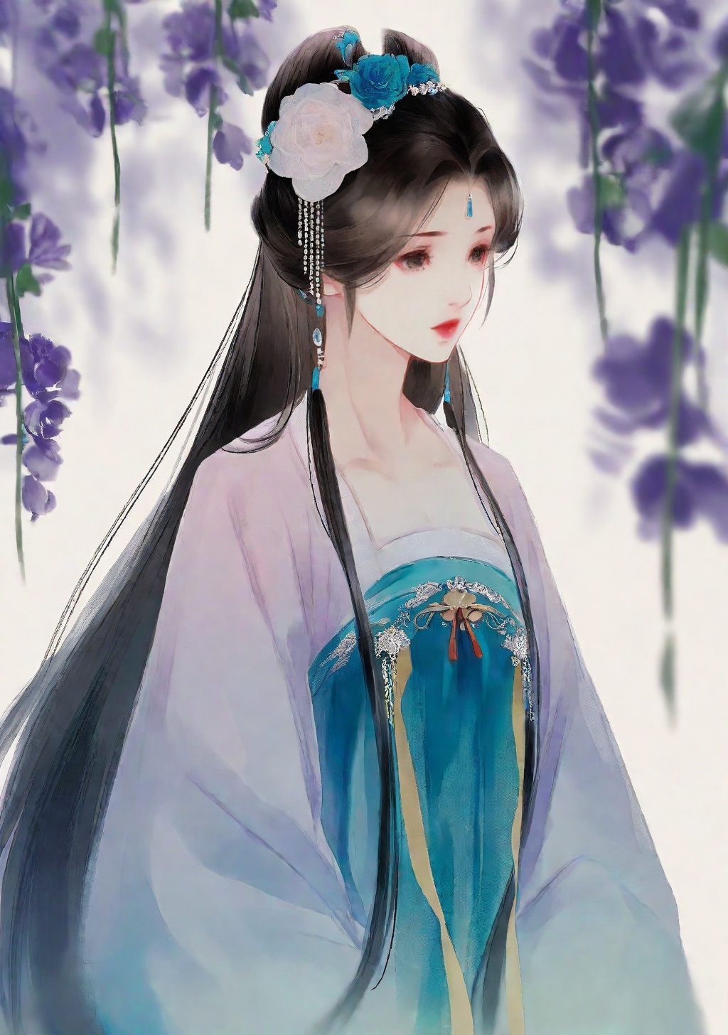 1girl,  hanfu,  hair flower on Tensor.Art