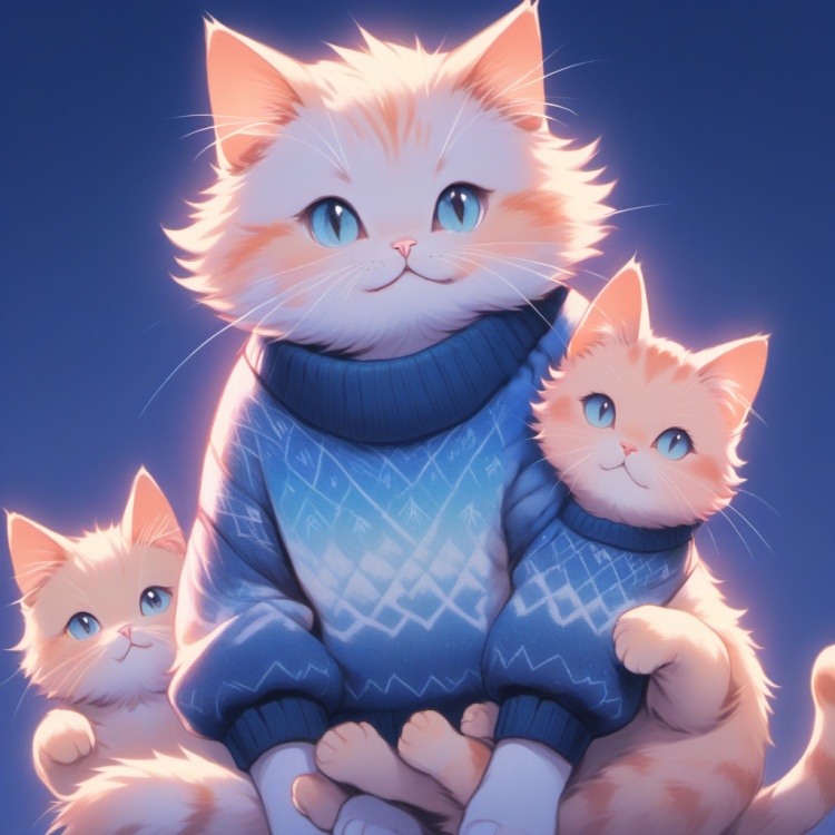 illustrator,anime,realistic,sketch,1cat,Sweater,order,Blue gradient background,Neon hair,Textured crop,Canadian,(masterpiece,best quality),<lora:add_detail:1>,<lora:myzXL:1>,