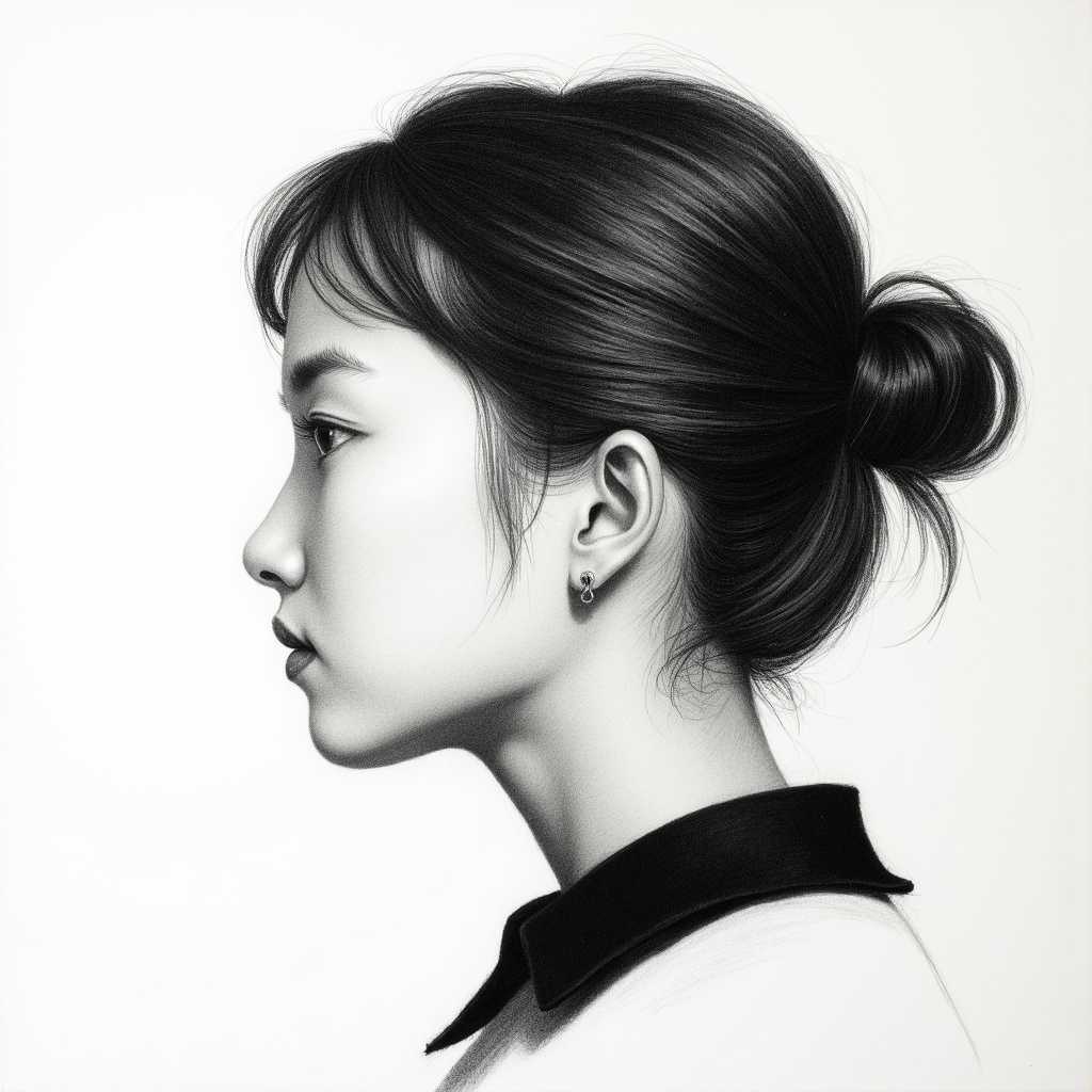 arafed drawing of a woman with a black collared shirt,charcoal portrait,detailed face of a asian boy,side profile waist up portrait,korean artist,detailed charcoal sketch,angle profile portrait,jung gi kim,detailed charcoal drawing,a charcoal drawing,portrait of a japanese ****,charcoal drawing,side profile cenetered portrait,side profile centered portrait,side profile portrait,black and white charcoal sketch,light charcoal drawing,charcoal sketch,portrait drawing,chiaroscuro portrait,rough charcoal sketch,professional portrait drawing,portrait a 1 5 - year - old boy,realistic graphite,charcoal pencil,charcoal and champagne,artsation contest winner,head centered portrait,portrait of 1 5 - year - old boy,realistic. cheng yi,kim jung gi,pencil and charcoal,charcoal on paper,