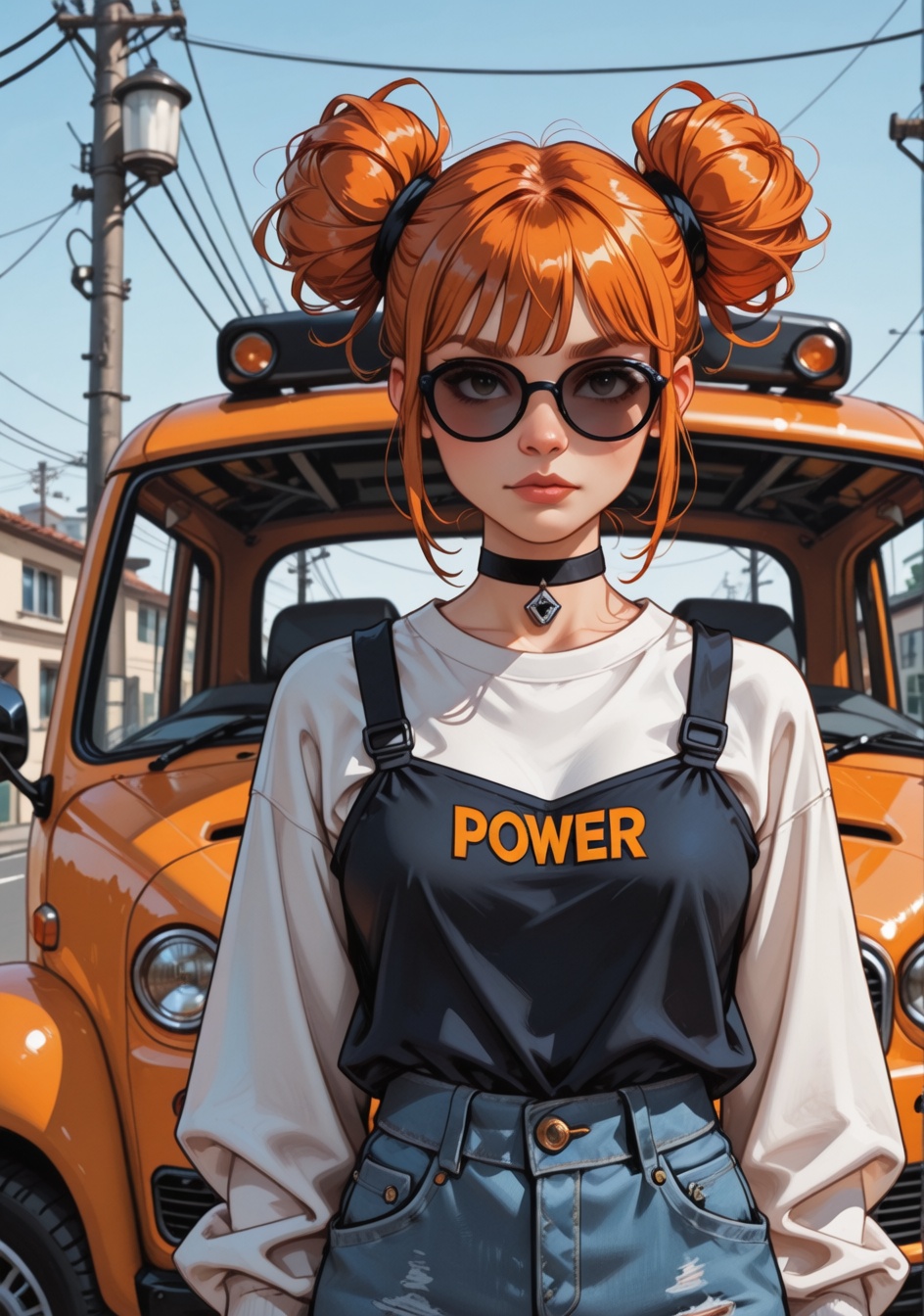 sunglasses,  straight-on,  black choker on Tensor.Art