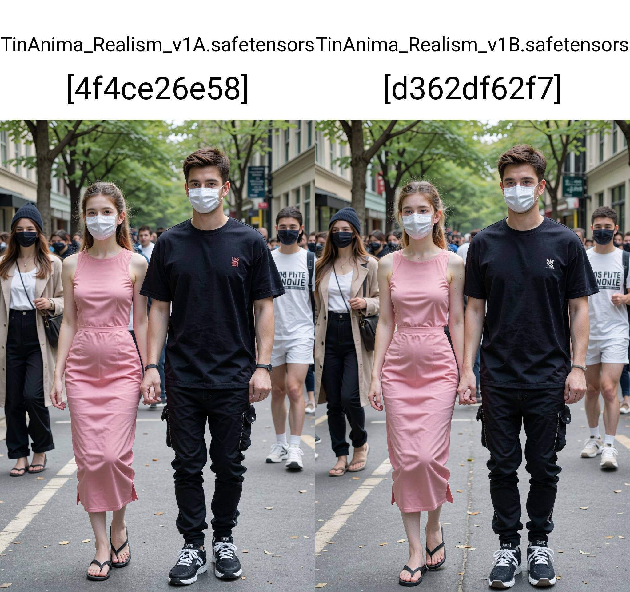 The image is a high-resolution photograph capturing a group of young people walking on a paved urban street during daytime...