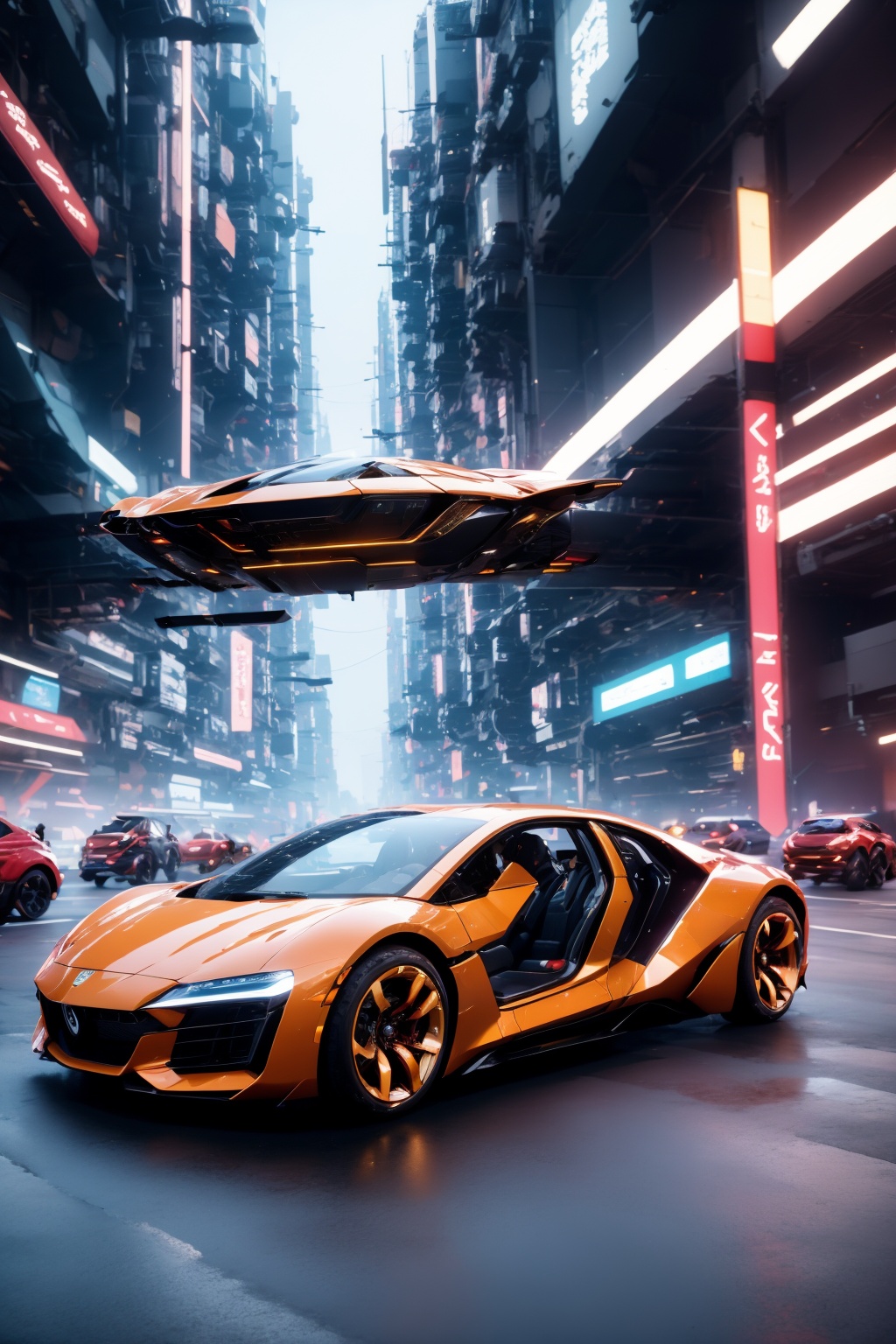 motor vehicle, future, cyberpunk