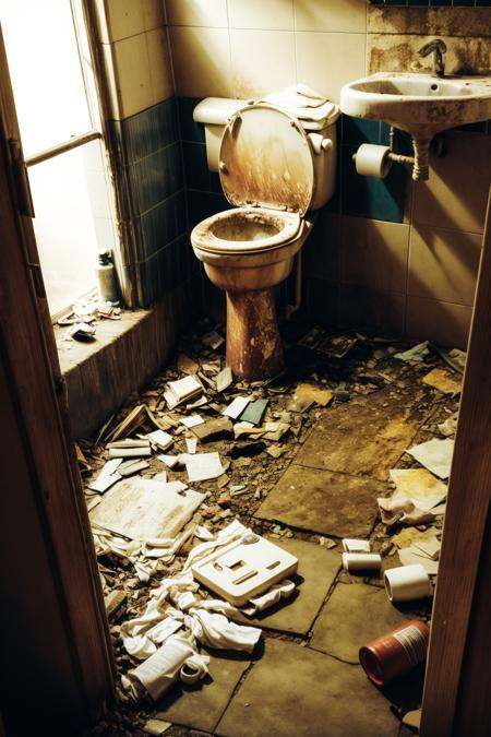 outdoors,no humans,<lora:add_detail:1>,red-panic-button-positive,<lora:0181 dirty toilet_v2:0.9>,ruanyi0181,bottle,box,coffee,cup,door,faucet,indoors,mirror,soap,soap bottle,still life,tile floor,tile wall,tiles,toilet,toilet paper,trash can,water,, best quality,masterpiece,high quality,real,realistic,super detailed,full detail,8K,