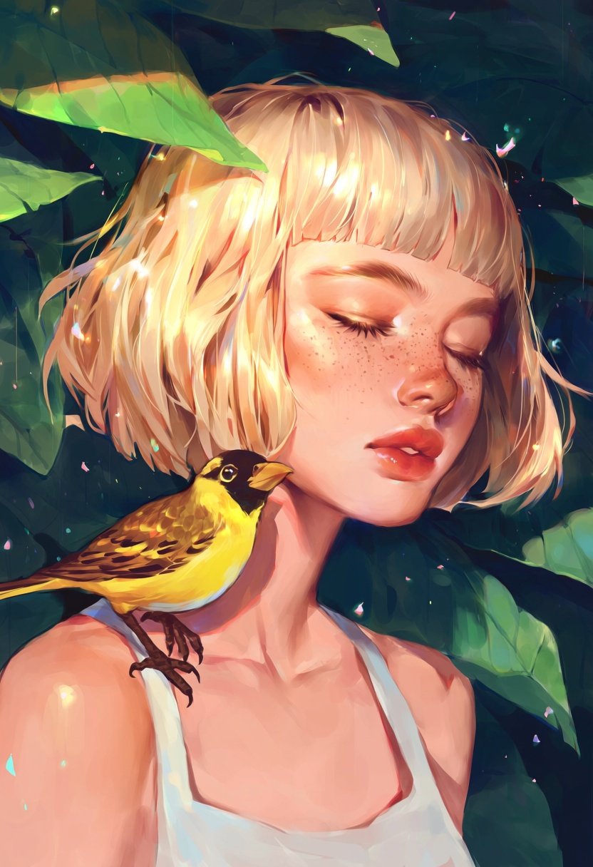 1girl,  freckles,  closed eyes on Tensor.Art