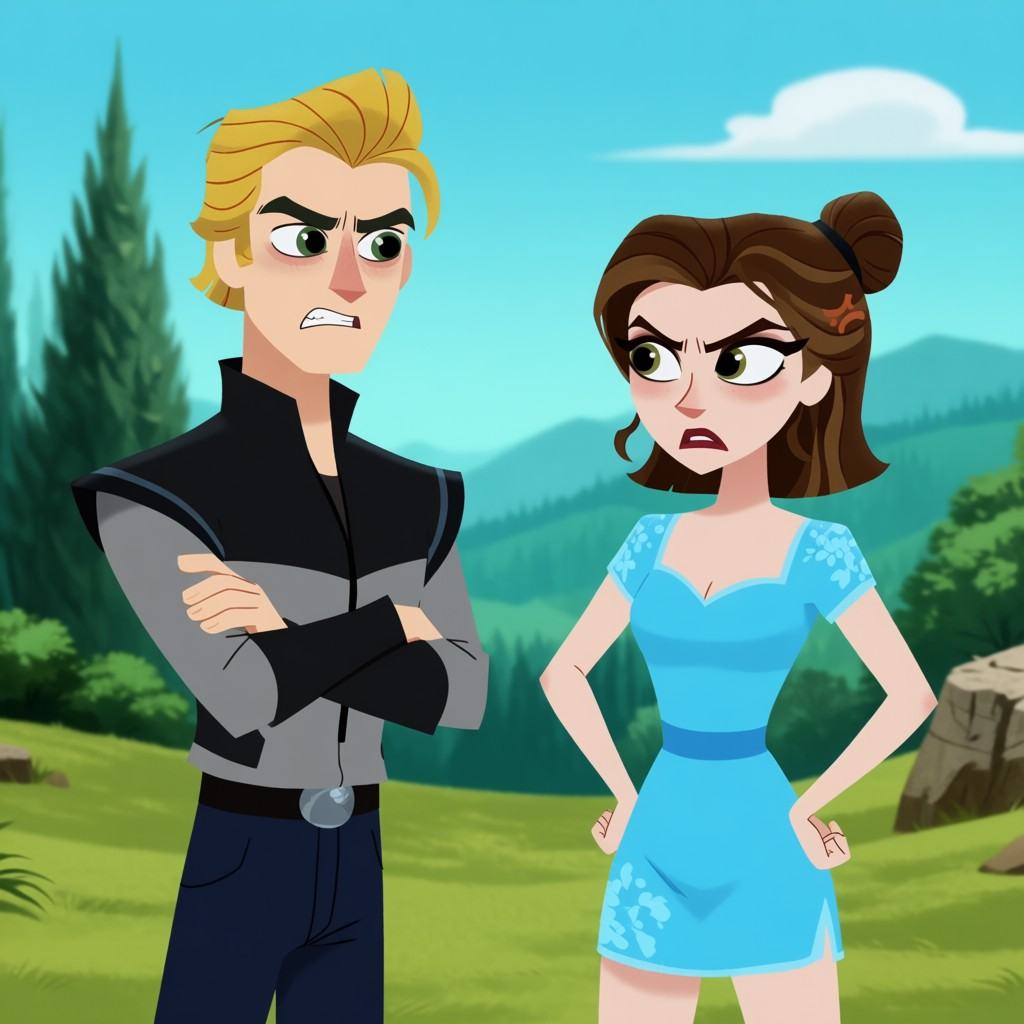man and woman,  outdoors,  angry at each other on Tensor.Art