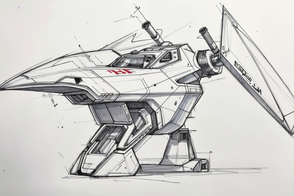 ((HRD, HUD, 8K)),((masterpiece, best quality)), highly detailed,product design, no humans, white background, traditional media, simple background, monochrome, sketch, mecha,  <lora:20231226-1703581500120:0.6>