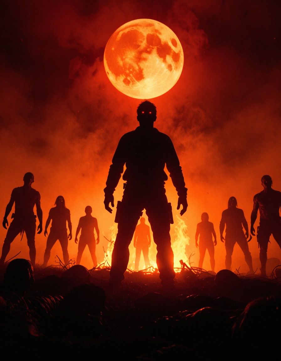 Halloween: cinematic horror scene,  wide shot,  close-up on Tensor.Art