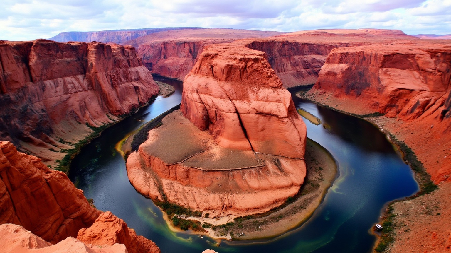 This is a high-resolution photograph of the iconic Horseshoe Bend,  a natural rock formation located in the Grand Canyon i...