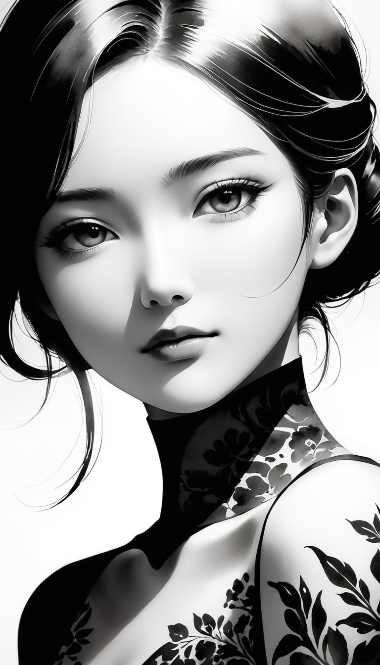 Ink wash painting style,  1girl,  Elegant on Tensor.Art