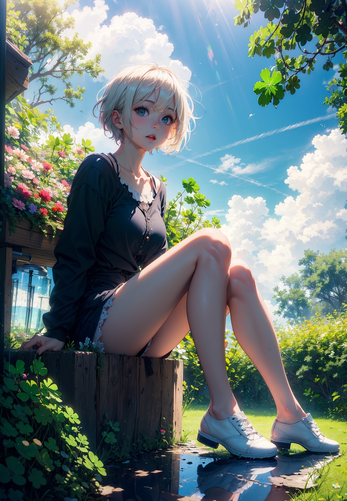 ///,  girl,  white blonde short hair on Tensor.Art