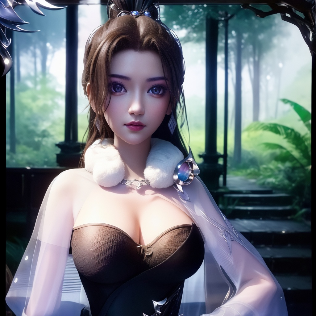 <lora:783-DA-万界至尊-李雪衣-毛领:0.8>, (,1girl, ,best quality, ),looking at viewer,  ,ultra detailed background,ultra detailed background,ultra realistic 8k cg,(masterpiece:1.2),(best quality:1.2),(ultra detailed:1.2),(official art:1.3),(beauty and aesthetics:0.8),detailed,(intricate:0.8),(highly detailed),(solo),delicate countenance,1girl,fancy,(glassy texture:1.2),(crush:1.2),8k,accessory,tattoo,(transparent:1.1),gown,energy encirclement,instant,in the twinkling of an eye,upper body,woman in a mythical forest, masterpiece, perfect face, intricate details, horror theme, raw photo, photo unp(cleavage),, ,