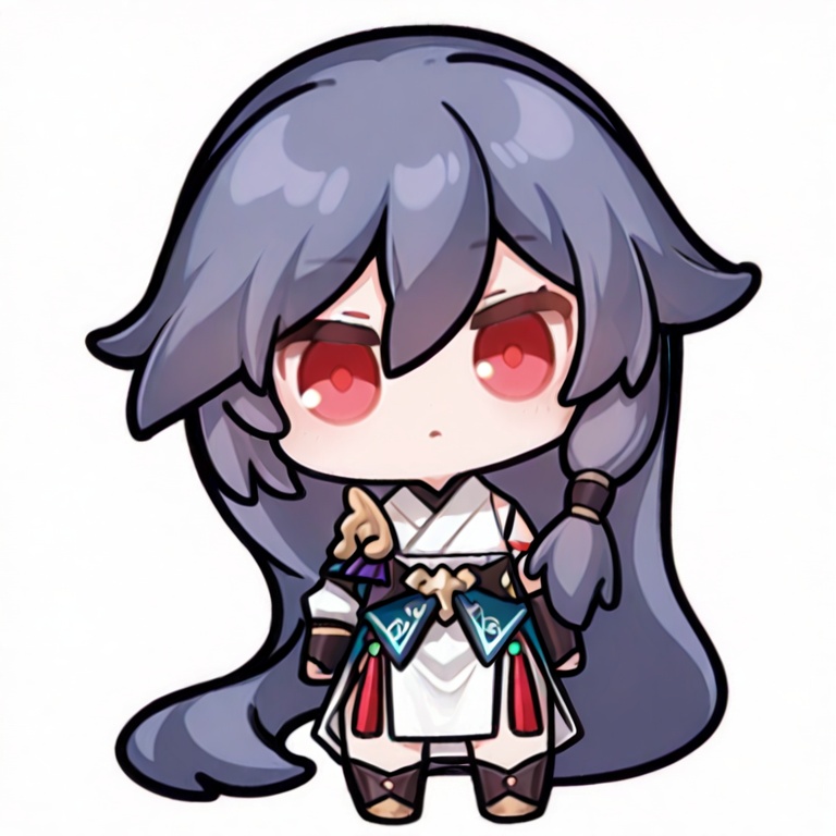 masterpiece, best quality,solo,(white background:1.2),simple background,1girl,looking at viewer,   fu_hua, chibi, manga_style, fu hua<lora:符华-双子入侵_ill:0.8>