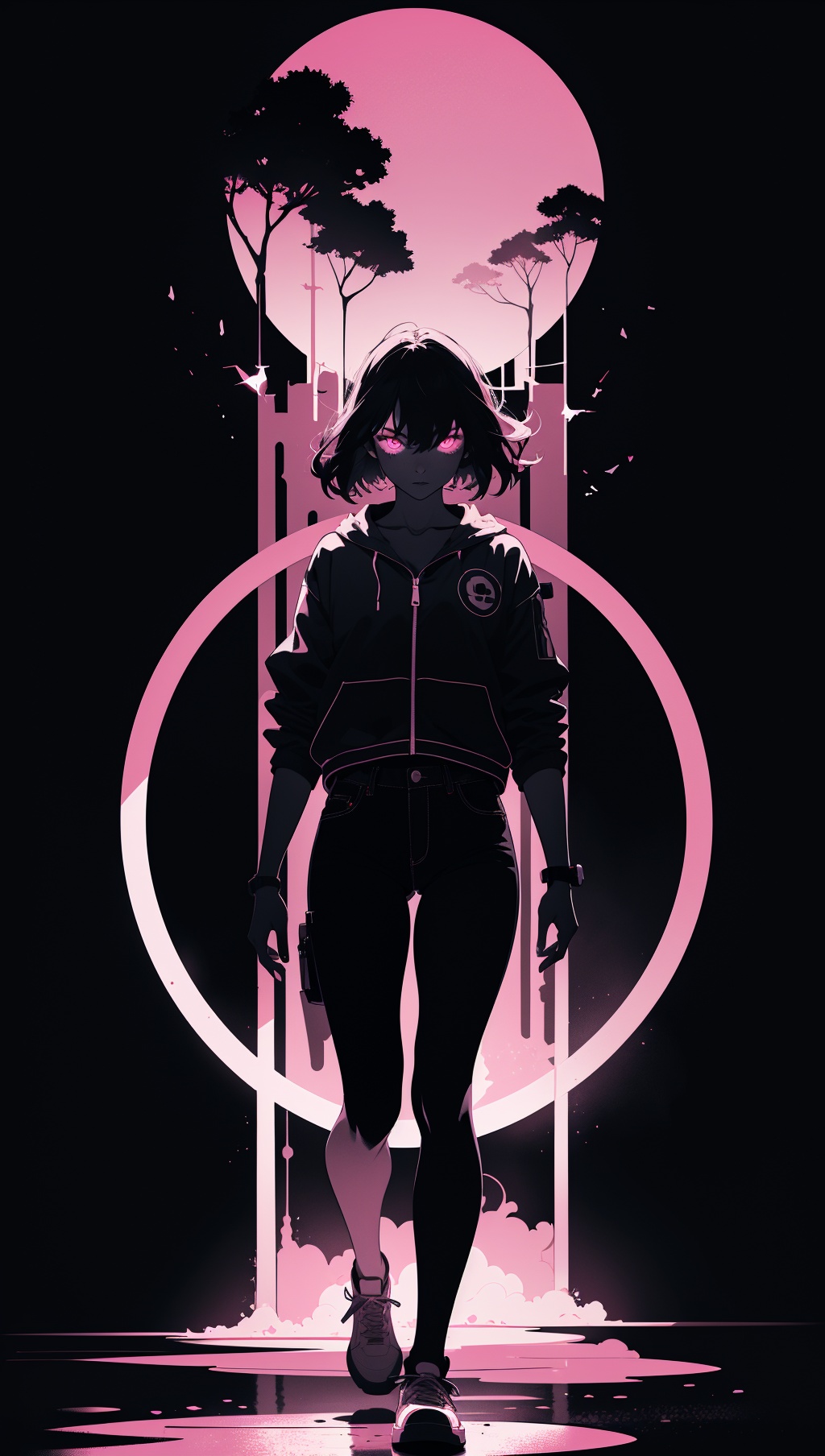 1girl,  dark background,  blacklight on Tensor.Art