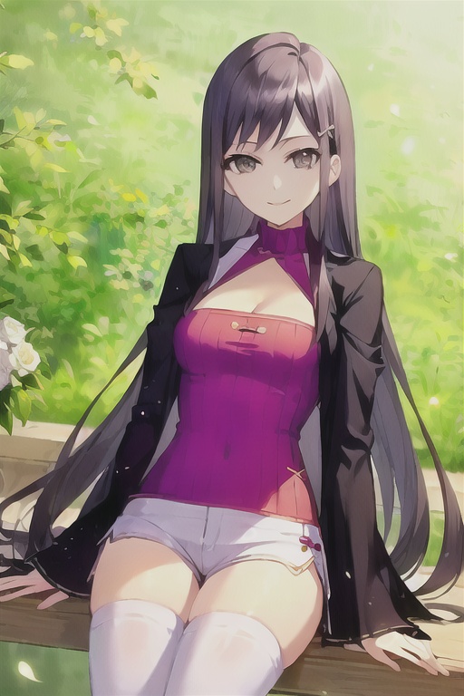 solo,  flower,  black hair on Tensor.Art