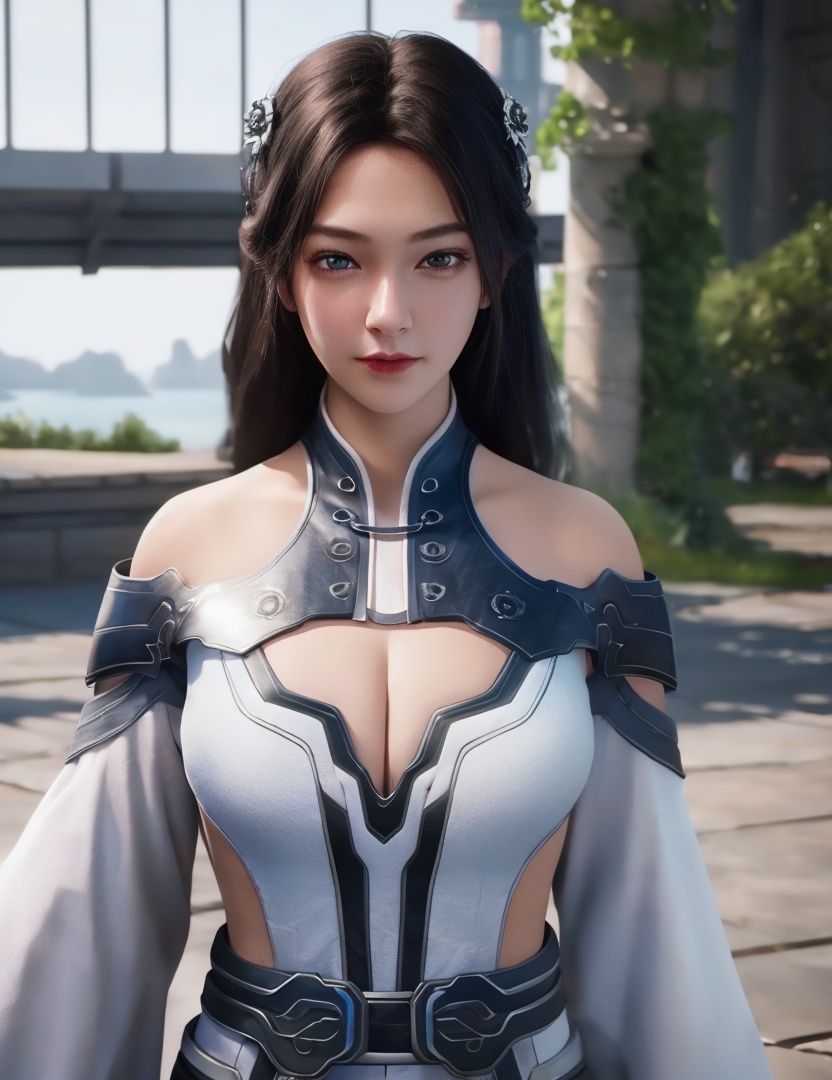 <lora:518-DA-遮天-李小曼:0.8>(,1girl, ,best quality, ),looking at viewer,masterpiece, (( , )),, realistic,science fiction,mole, ultra realistic 8k cg, sun ,  rose,(cleavage), (),