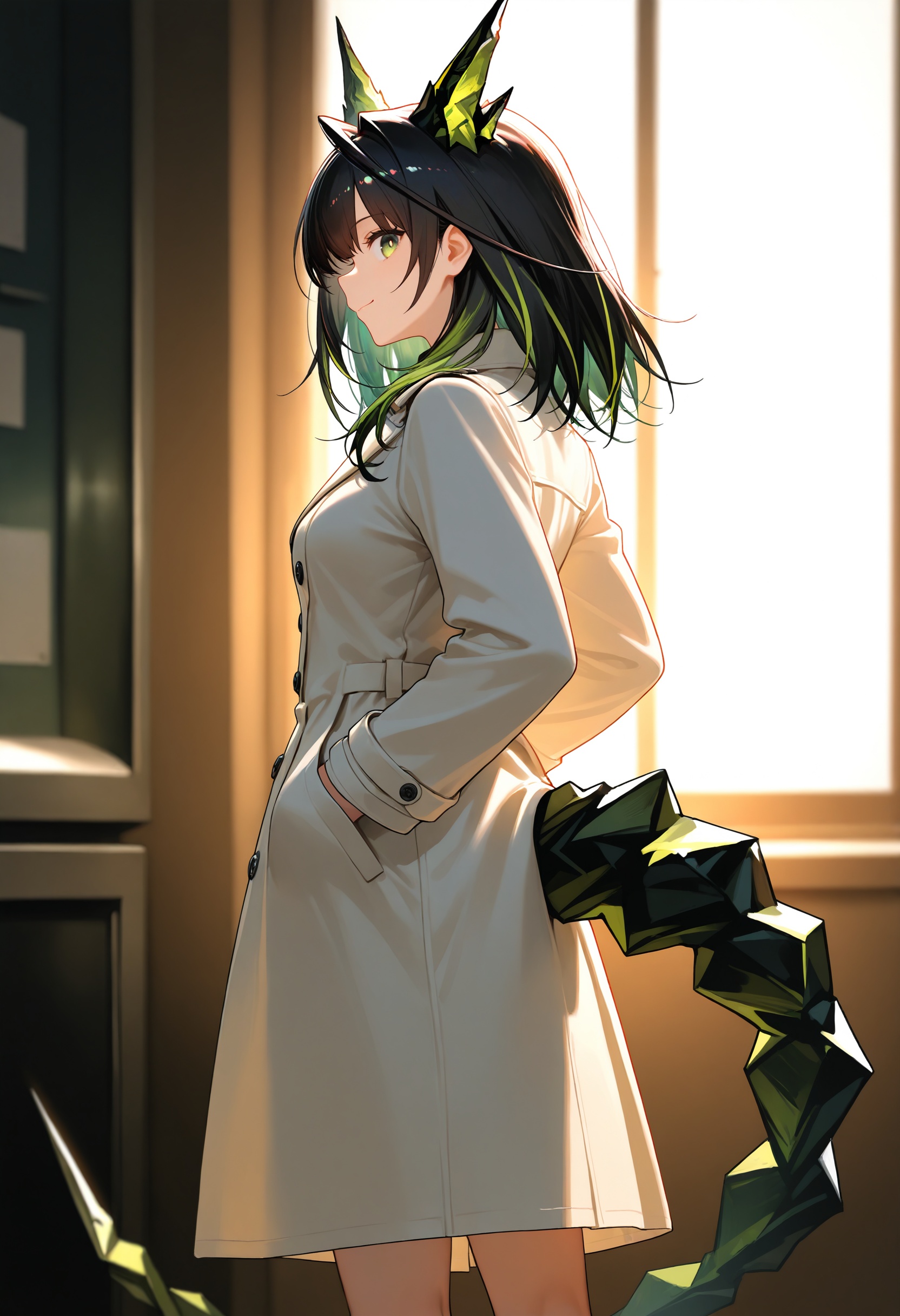 1girl,  mon3tr \(arknights\),  black hair on Tensor.Art
